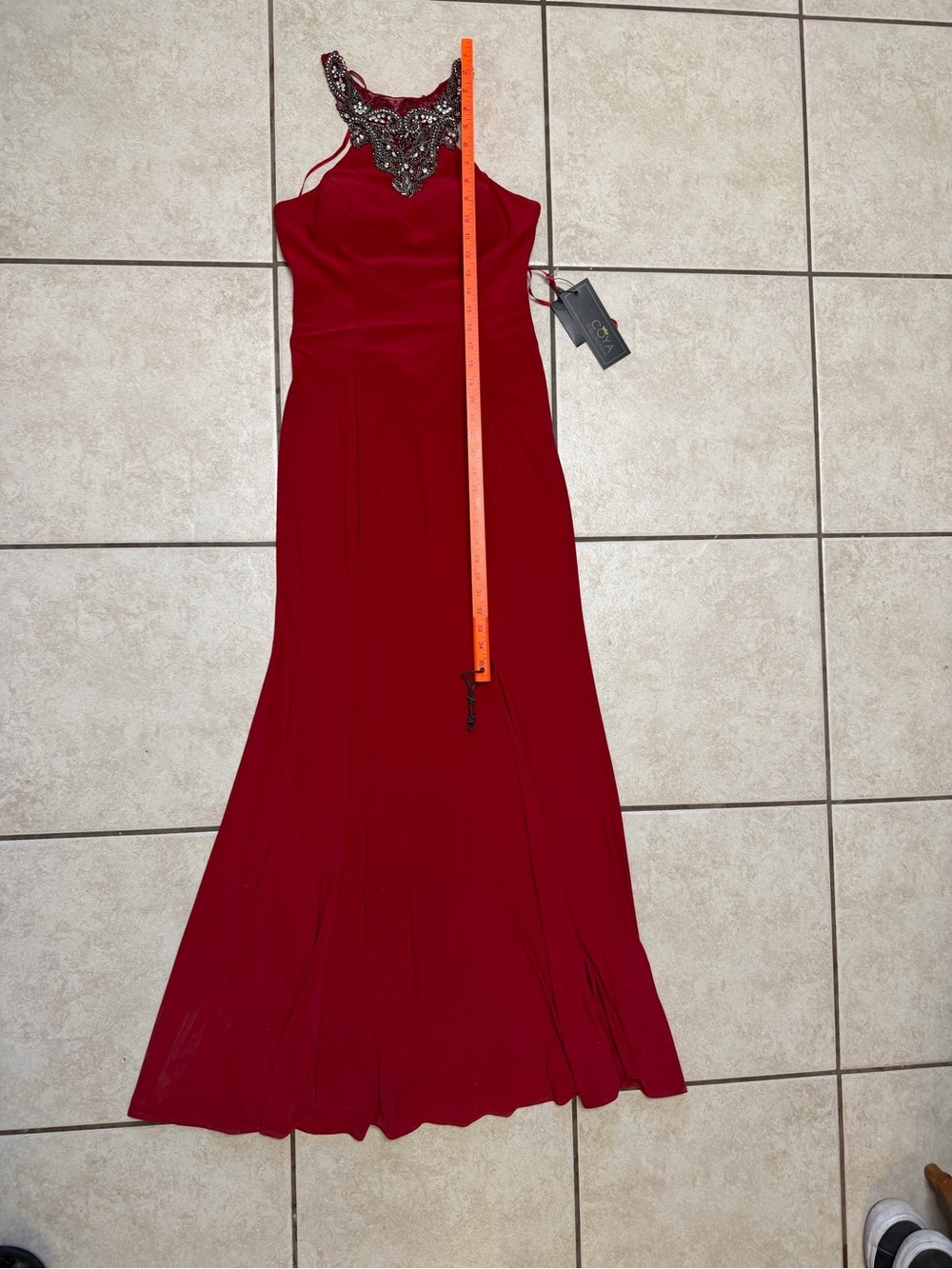 COYA Deep Red Beaded Gothic Gown NWT Vegas Mob Wife Formal Dress M - Picture 7 of 16